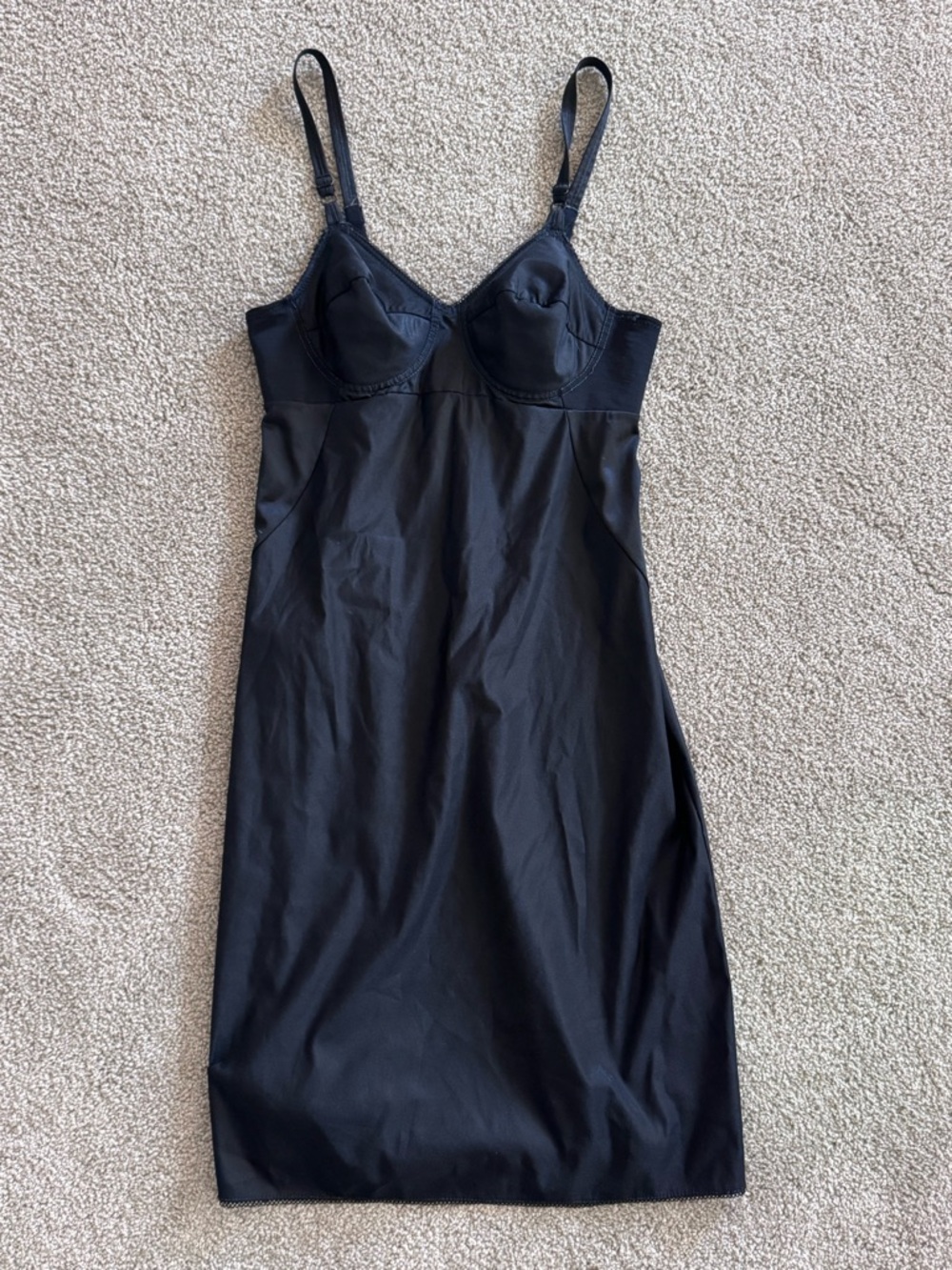 Vtg Van Raalte Black Silky Nightgown Slip Lingerie 34A